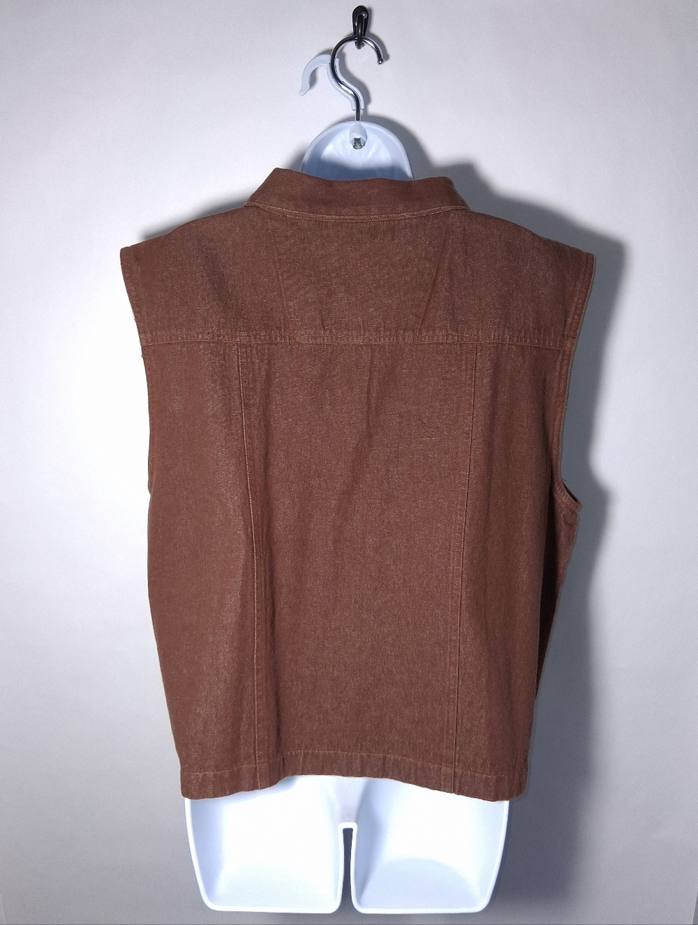 Sleeveless Button-Front Brown Shirt Vest Size 2 XL - Picture 7 of 8